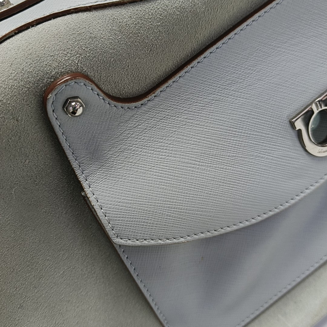 Suede Top Handle Bag Blue
