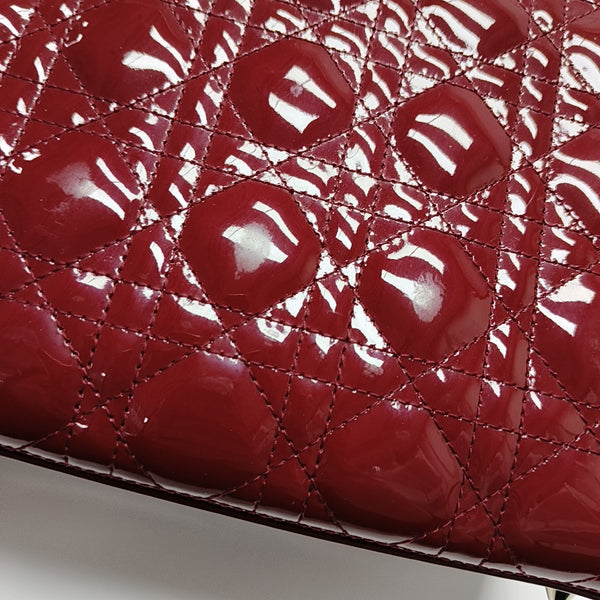 Lady Dior Medium Cannage Patent Leather Red