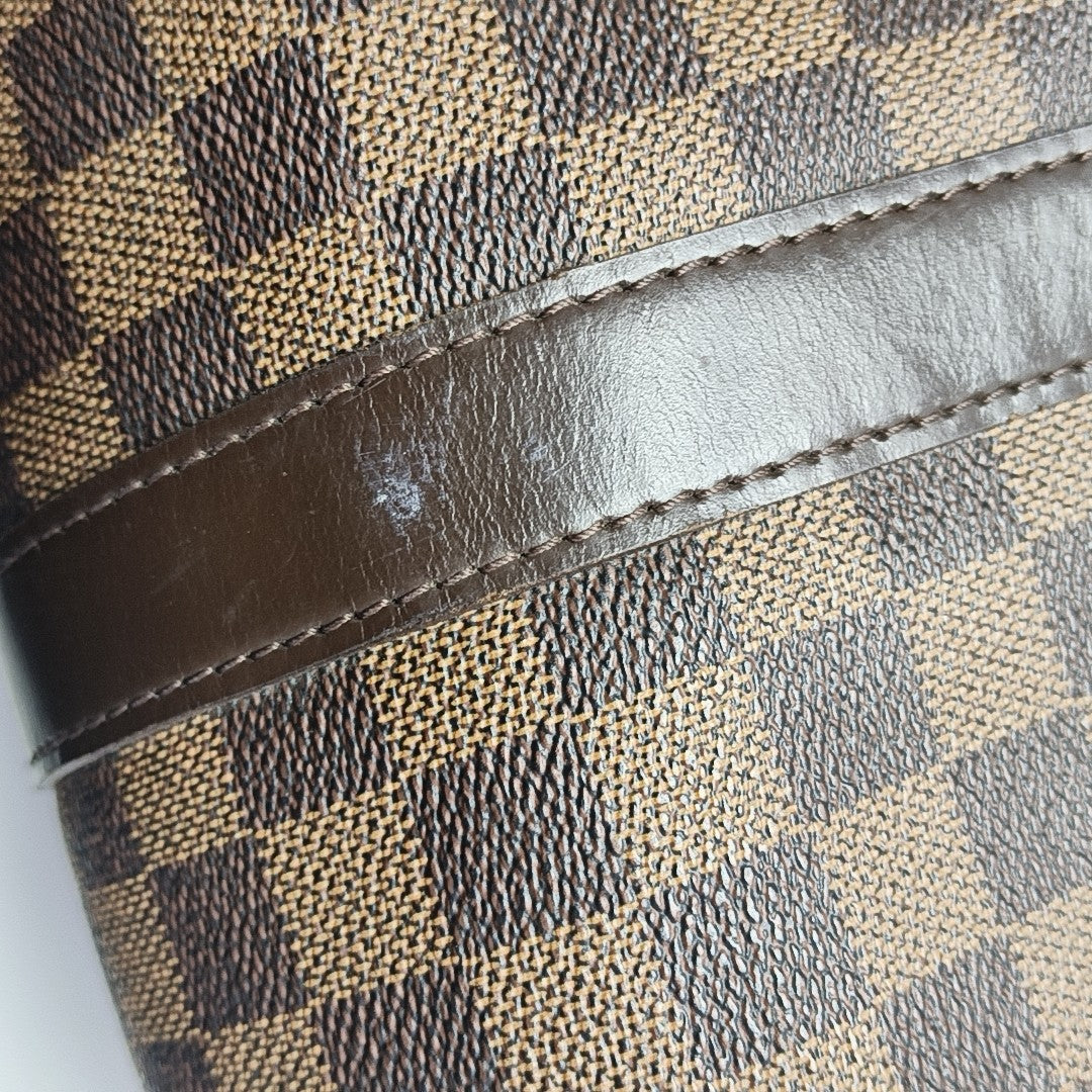 KEEPALL 55 Damier Ebene Coated Canvas Brown
