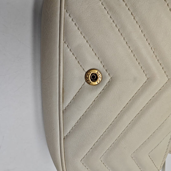 GG Marmont Mini Quilted Calfskin White