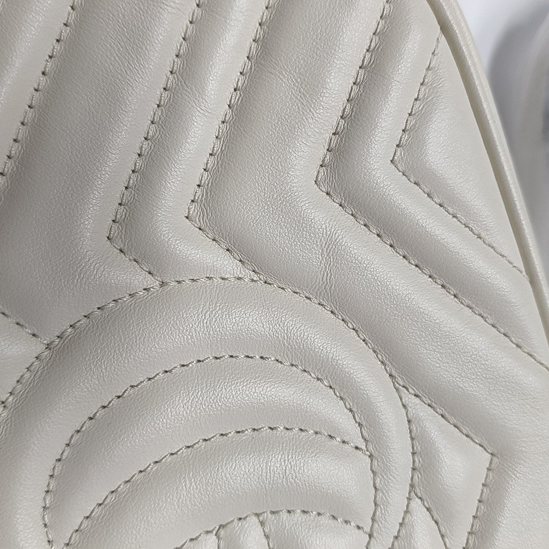 GG Marmont Small Quilted Calfskin White