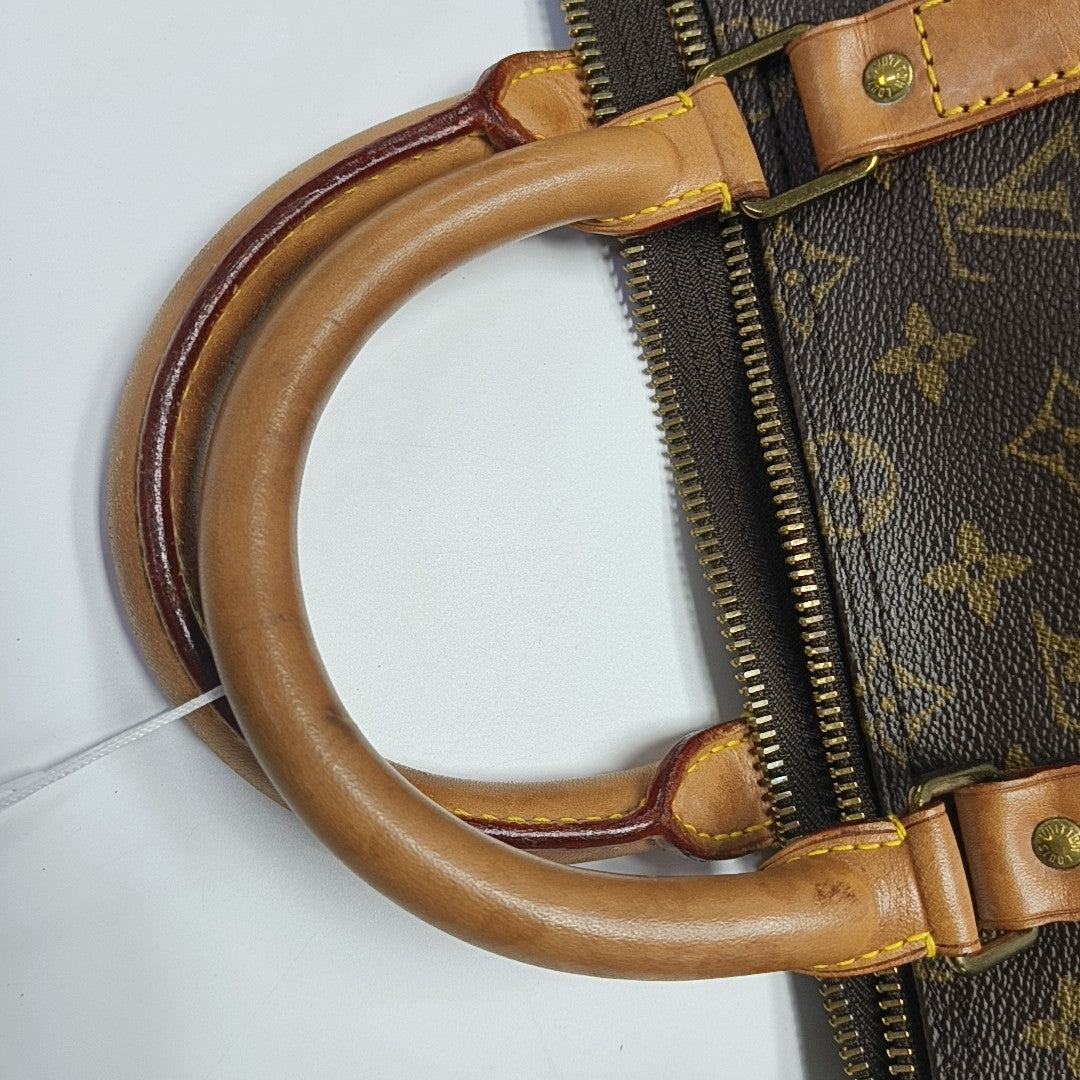 KEEPALL 50 Monogram Coated Canvas Brown