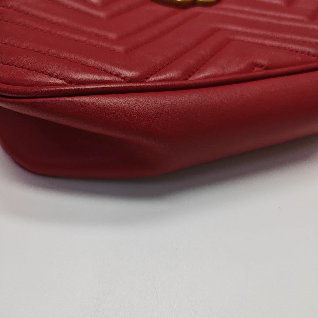 GG Marmont Small Quilted Calfskin Red