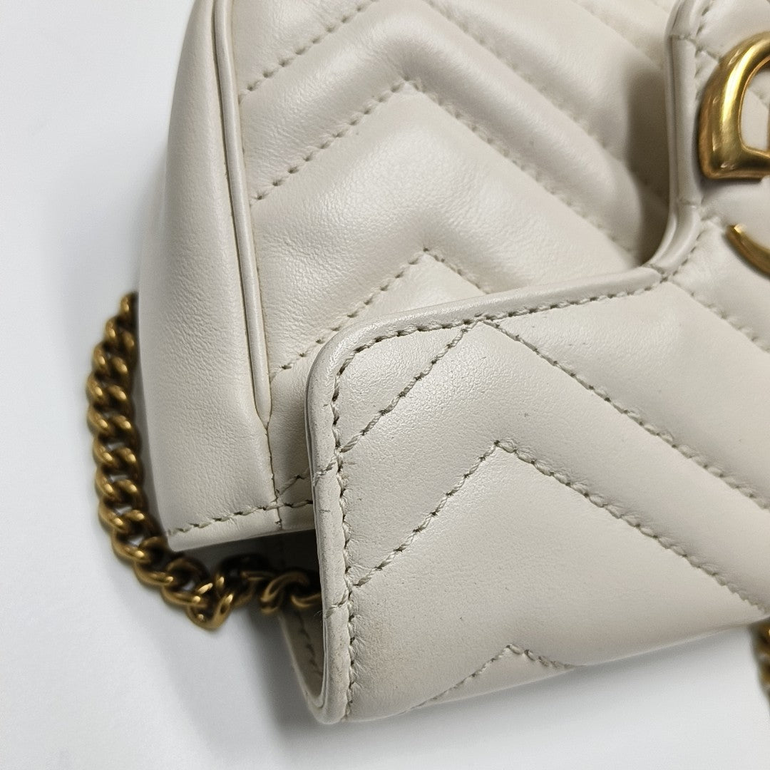 GG Marmont Mini Quilted Calfskin White