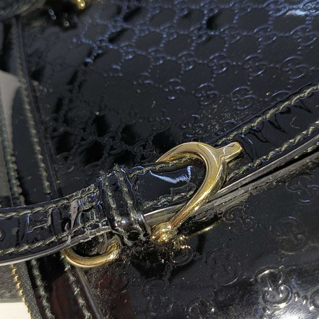 Microguccissima Monogram Patent Leather Black