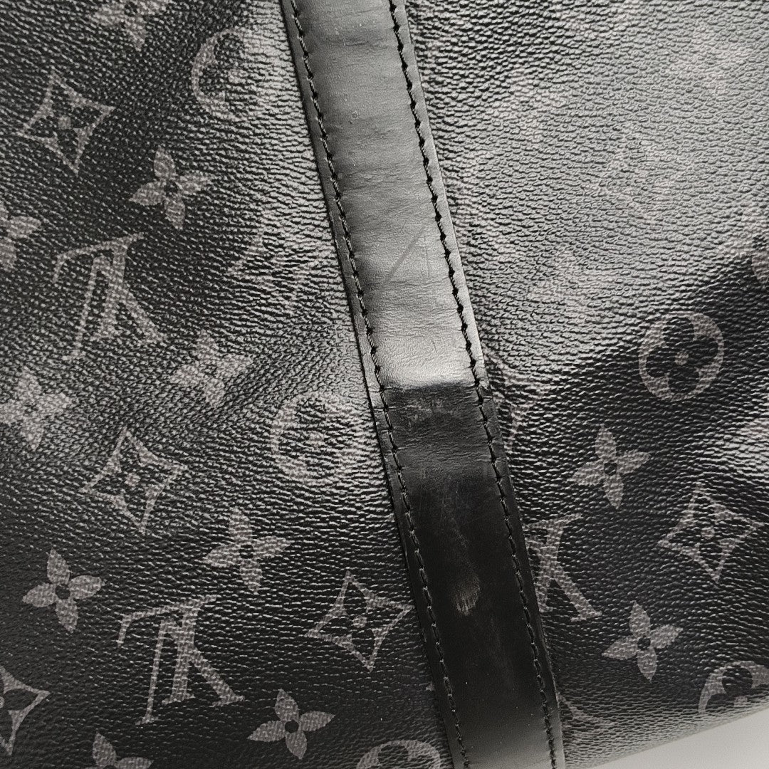 KEEPALL 55 Monogram Coated Canvas Black