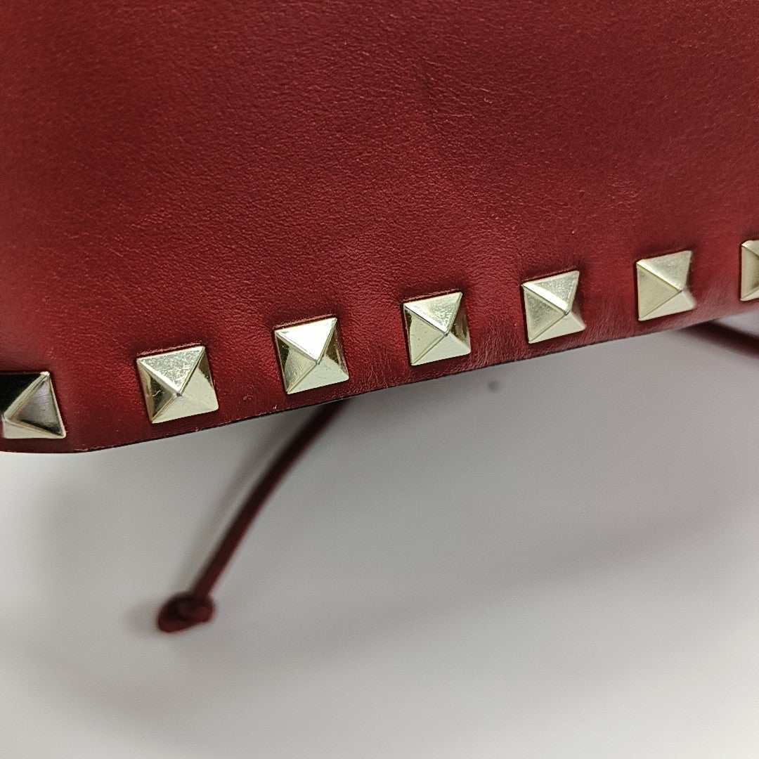 Rockstud Small Calfskin Red