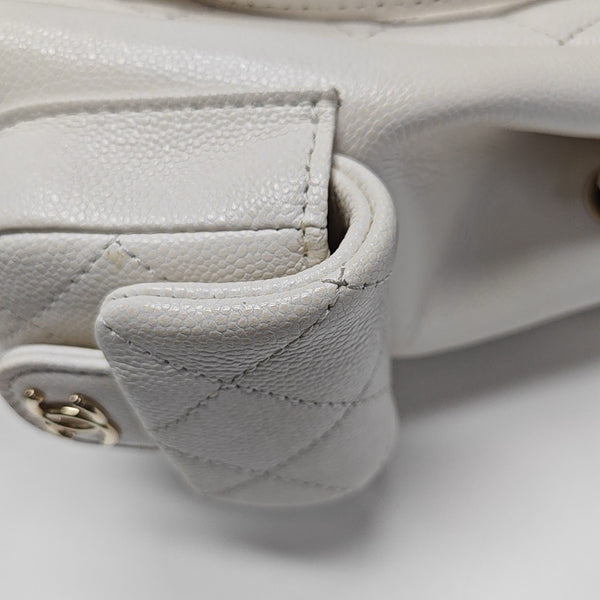 Quilted Grained Calfskin Small White