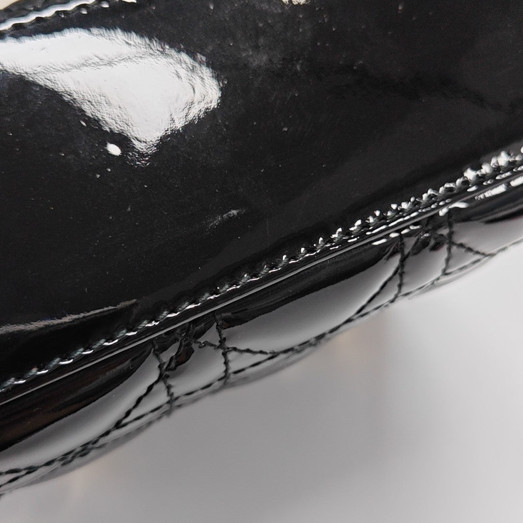 Lady Dior Mini Quilted Patent Leather Black