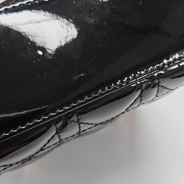Lady Dior Mini Quilted Patent Leather Black
