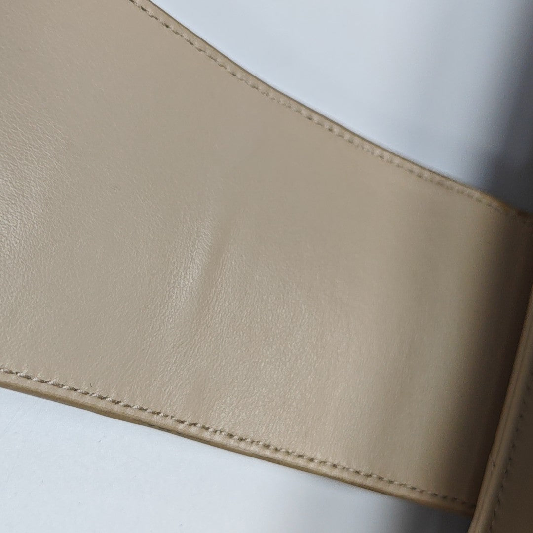 Chevron Leather Shoulder Bag Beige