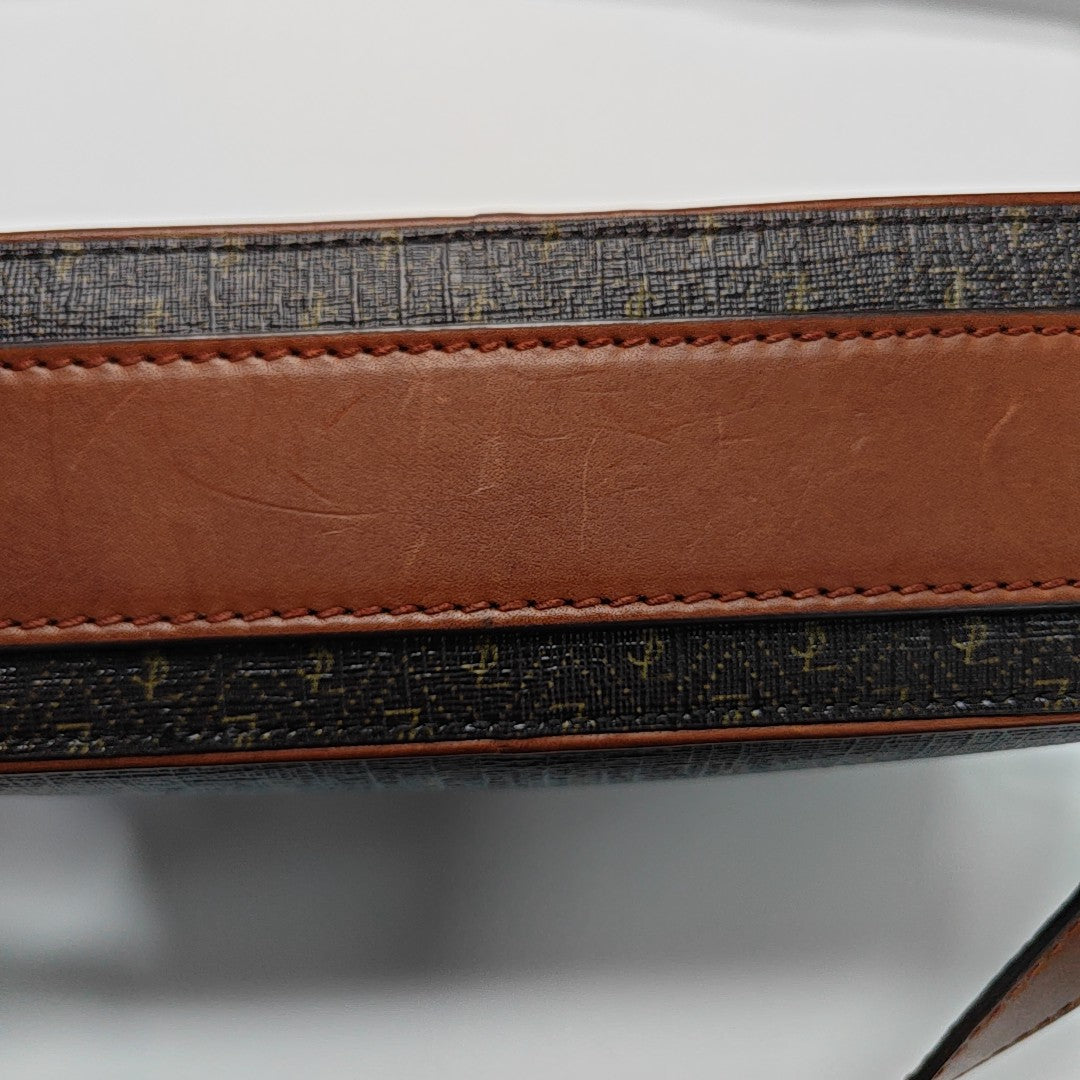 Coated Canvas Shoulder Bag Brown