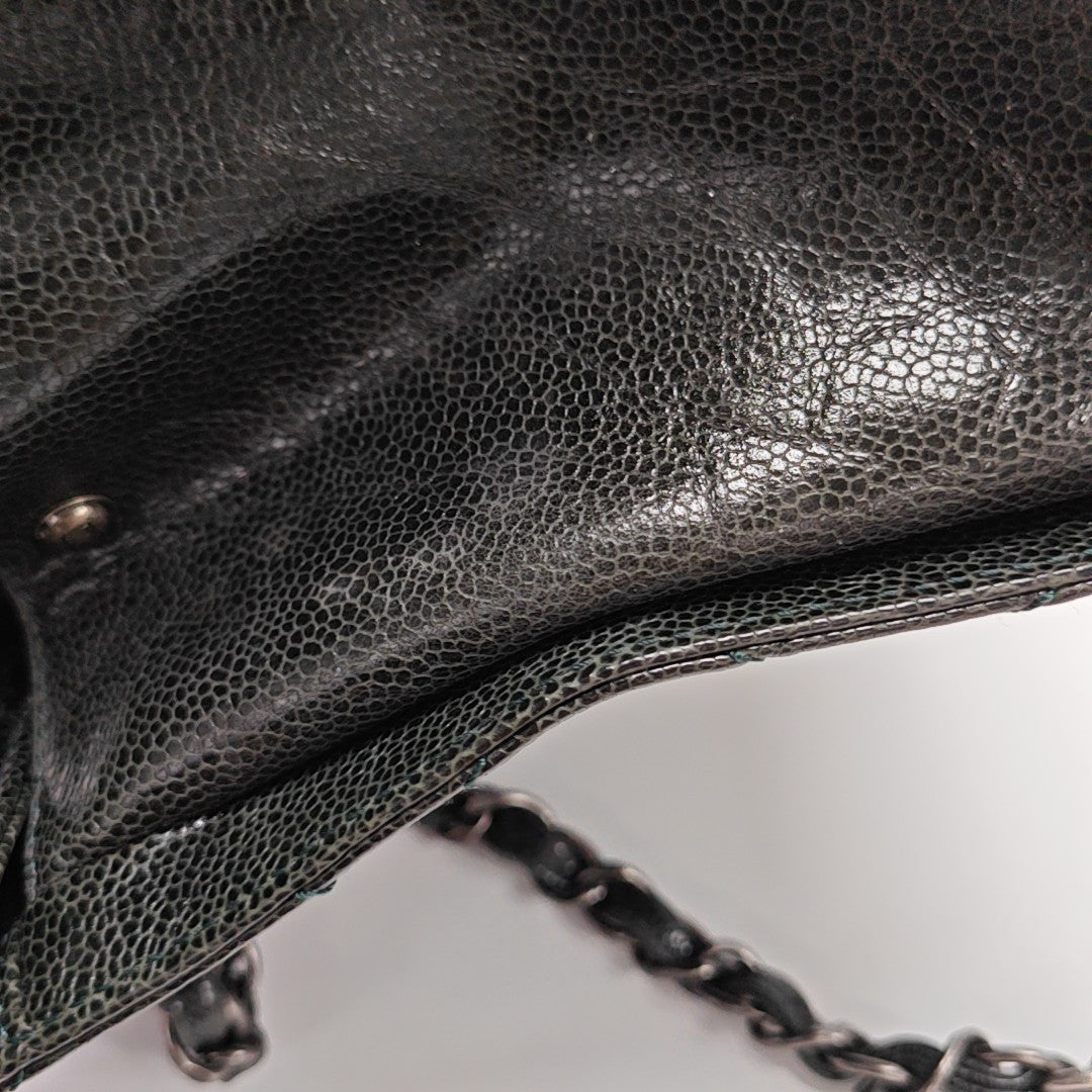 Quilted Grained Calfskin Shoulder Bag Green