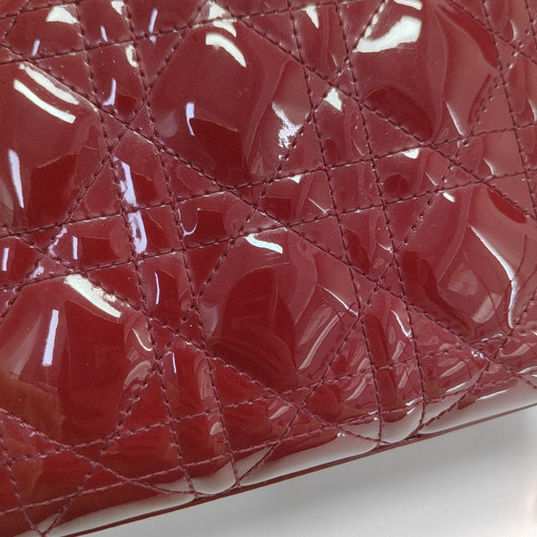 Lady Dior Mini Cannage Patent Calfskin Red