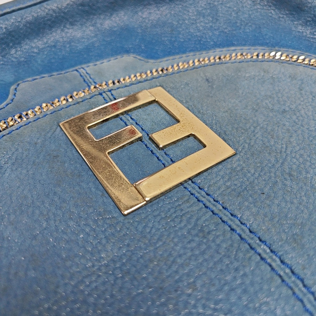 Leather Shoulder Bag Blue