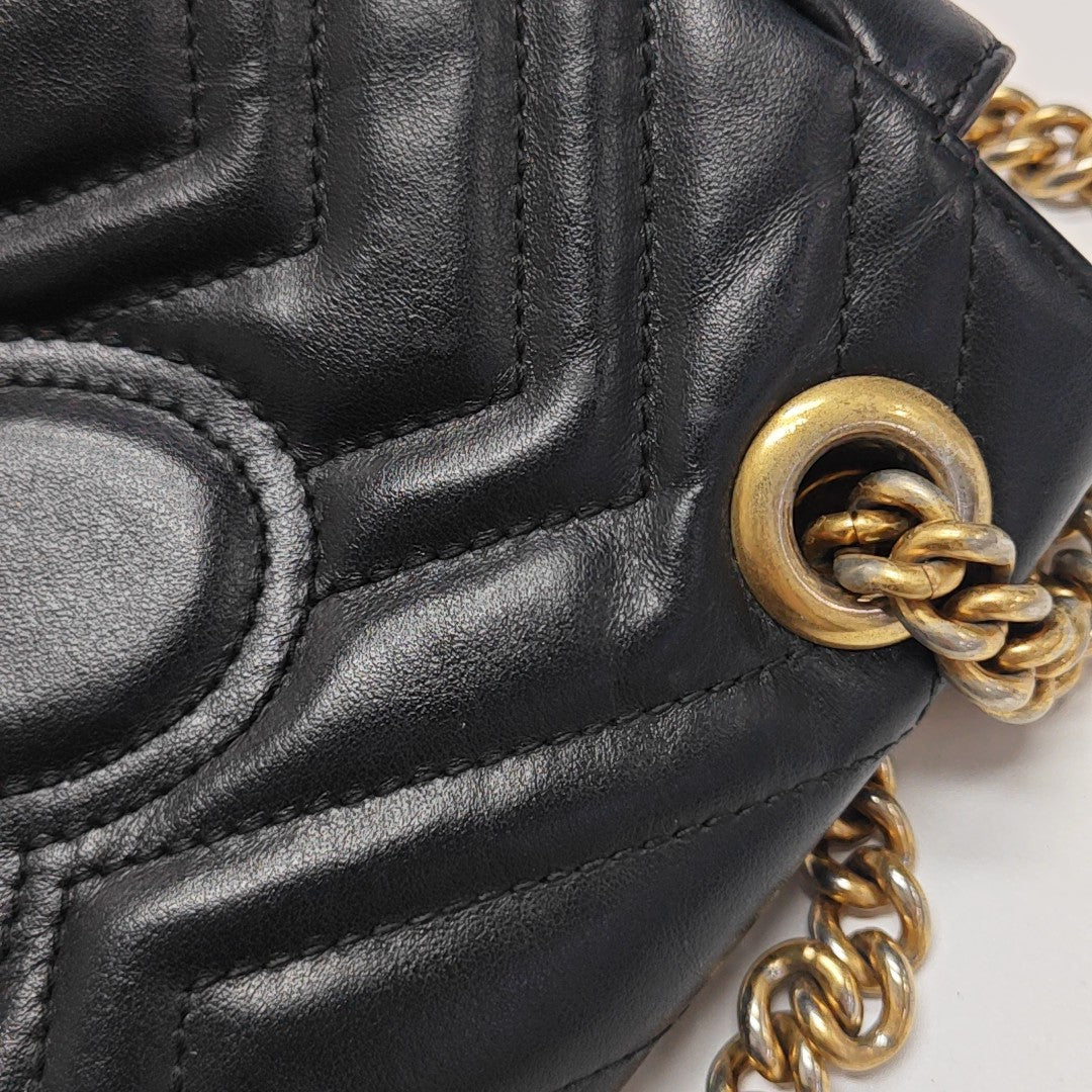 GG Marmont Small Quilted Calfskin Black