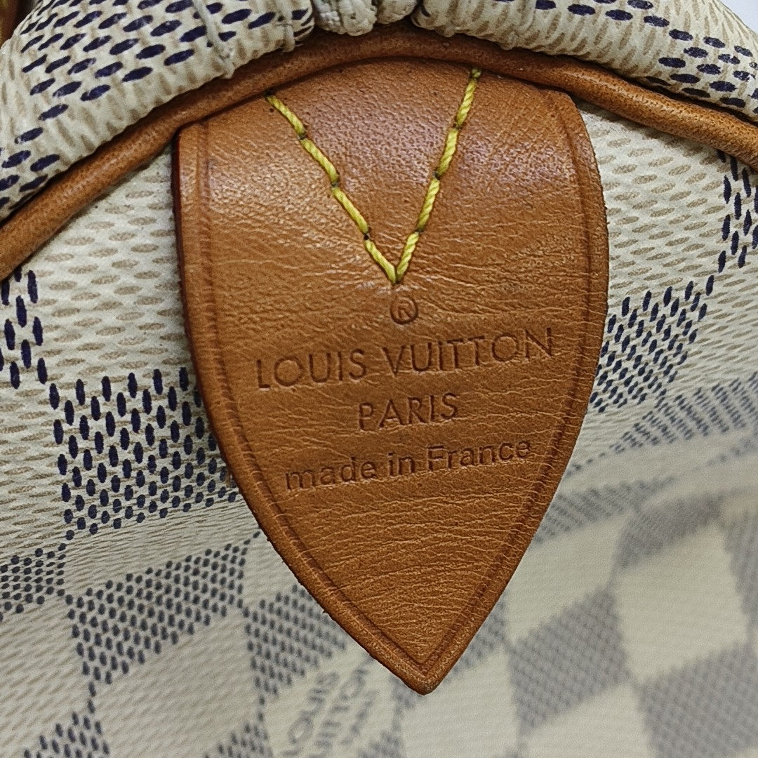 SPEEDY 25 Damier Azur Coated Canvas White