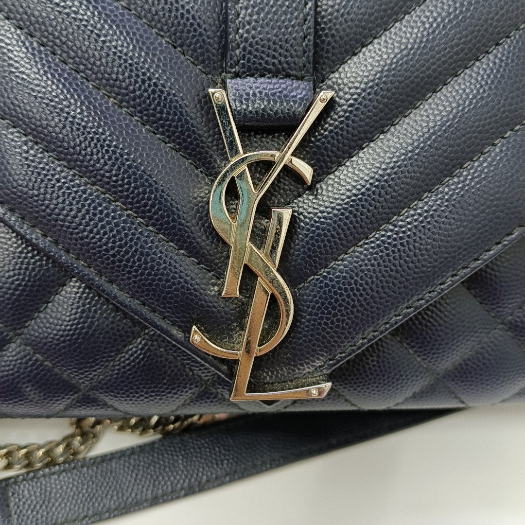 ENVELOPE Small Chevron Calfskin Blue