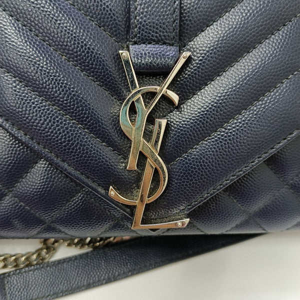 ENVELOPE Small Chevron Calfskin Blue