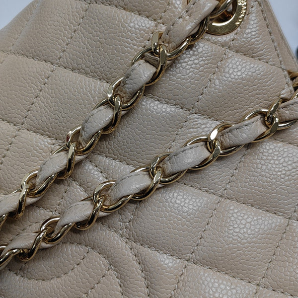 CHANEL PETITE Quilted Grained Calfskin Beige