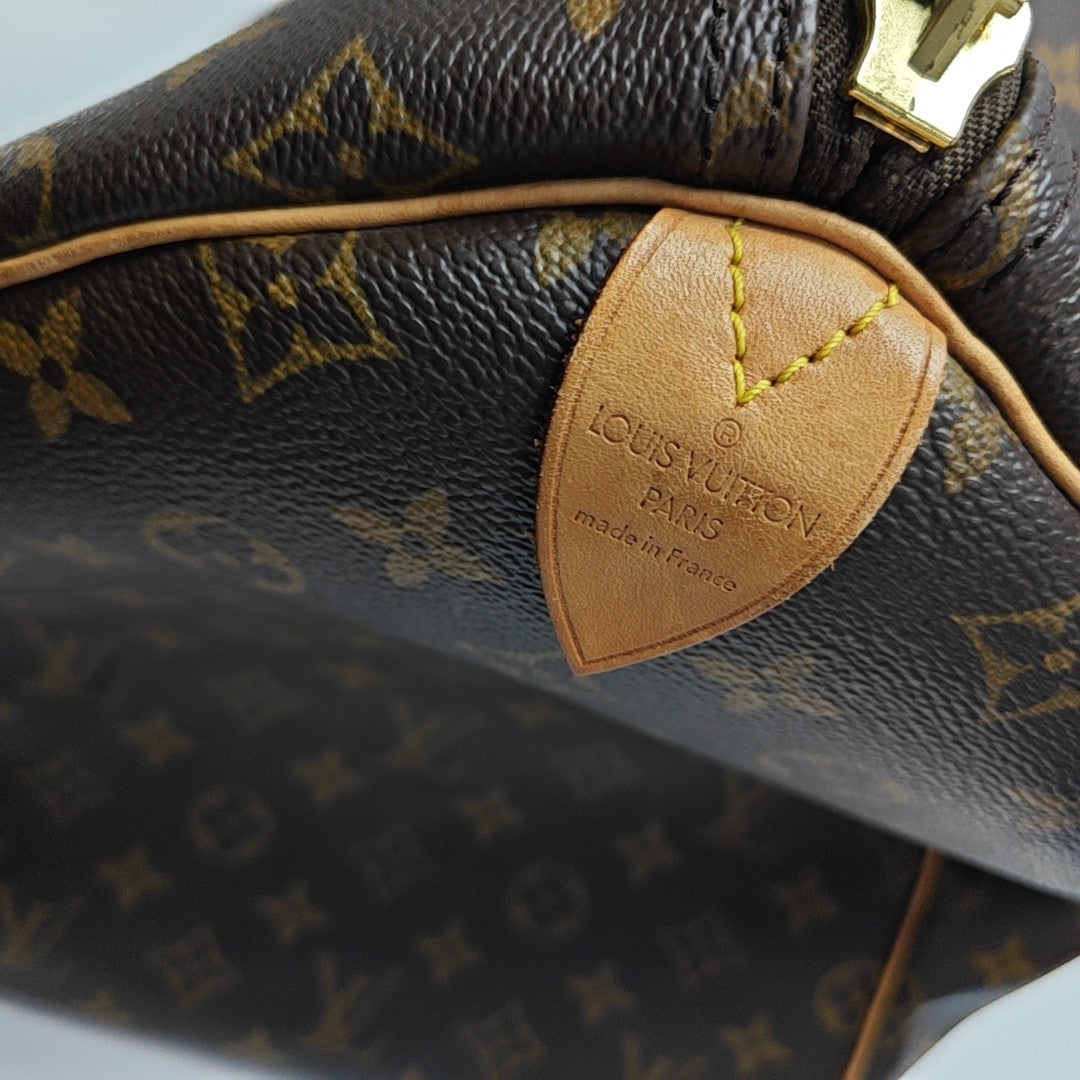 KEEPALL 55 Monogram Coated Canvas Brown