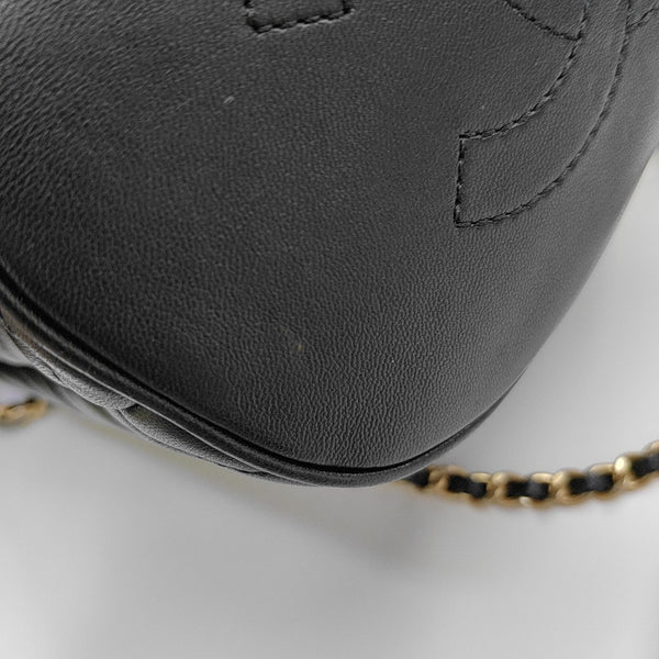 Quilted Lambskin Bucket Bag Black