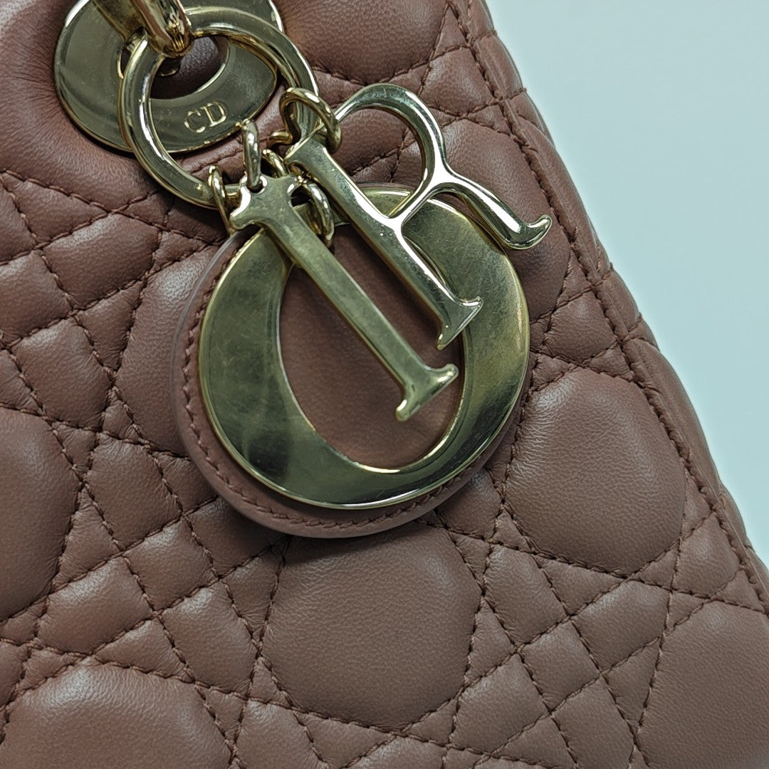 Lady Dior Small Cannage Lambskin Beige
