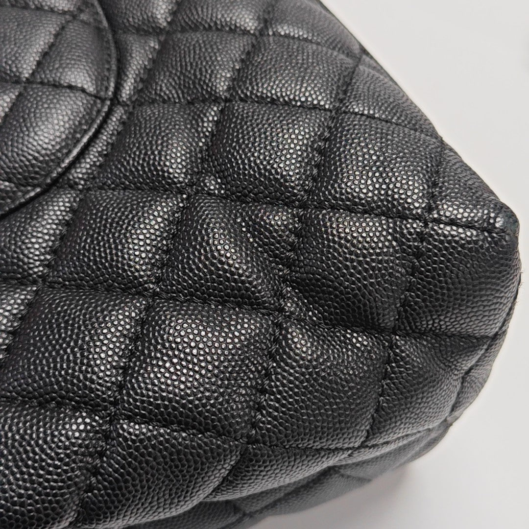 COCO HANDLE Large Quilted Grained Calfskin Black