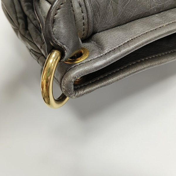 Miu Coffer Quilted Lambskin Gray