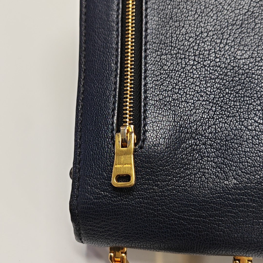 Calfskin Top Handle Bag Blue