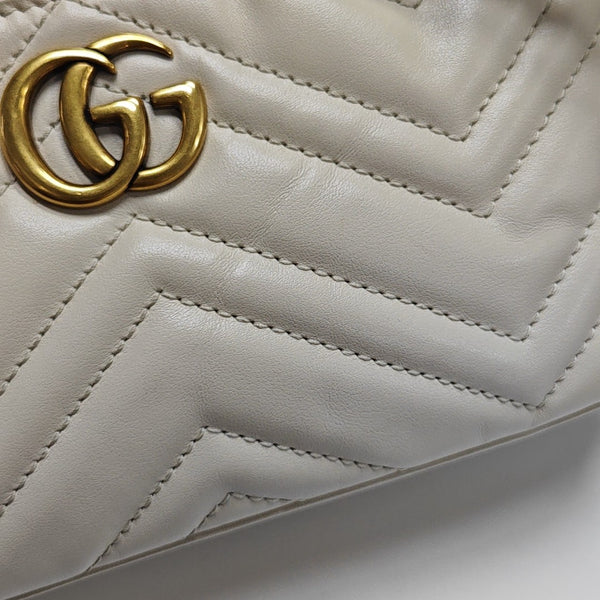 GG Marmont Small Quilted Calfskin White