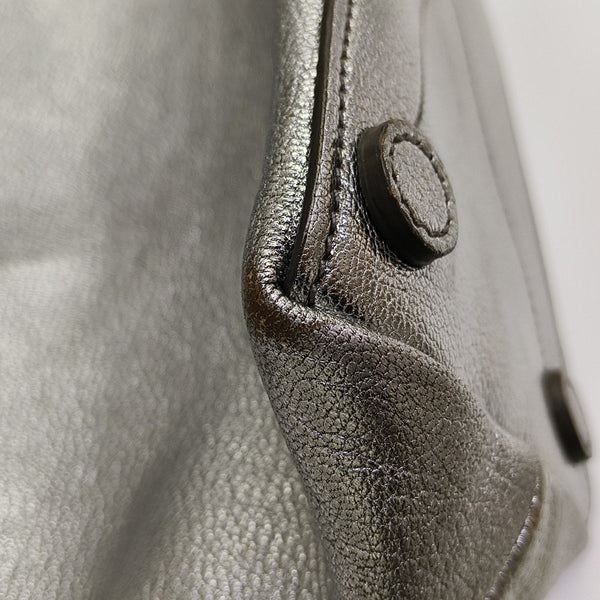 Calfskin Top Handle Bag Silver
