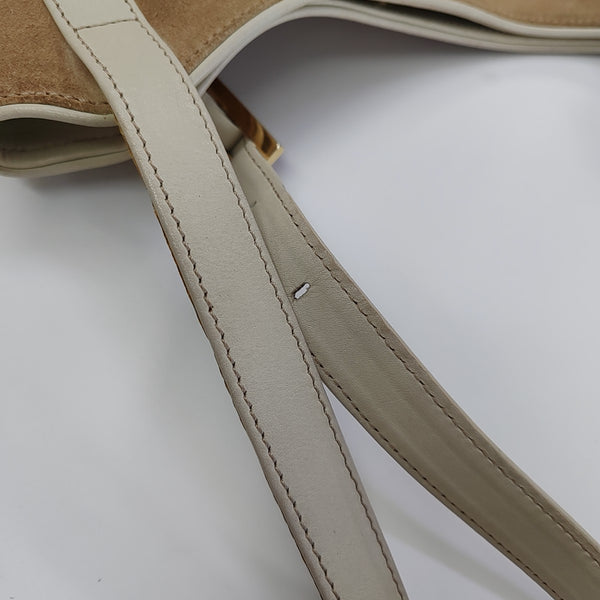 Suede Top Handle Bag Beige