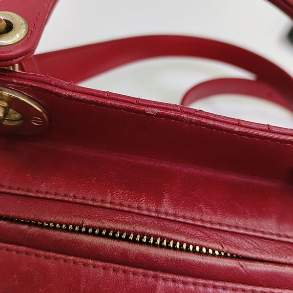 Lady Dior Medium Cannage Lambskin Red