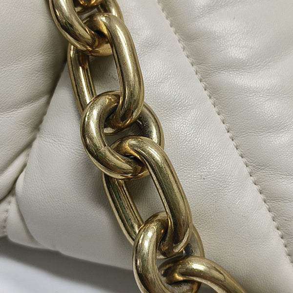 Quilted Lambskin Shoulder Bag White