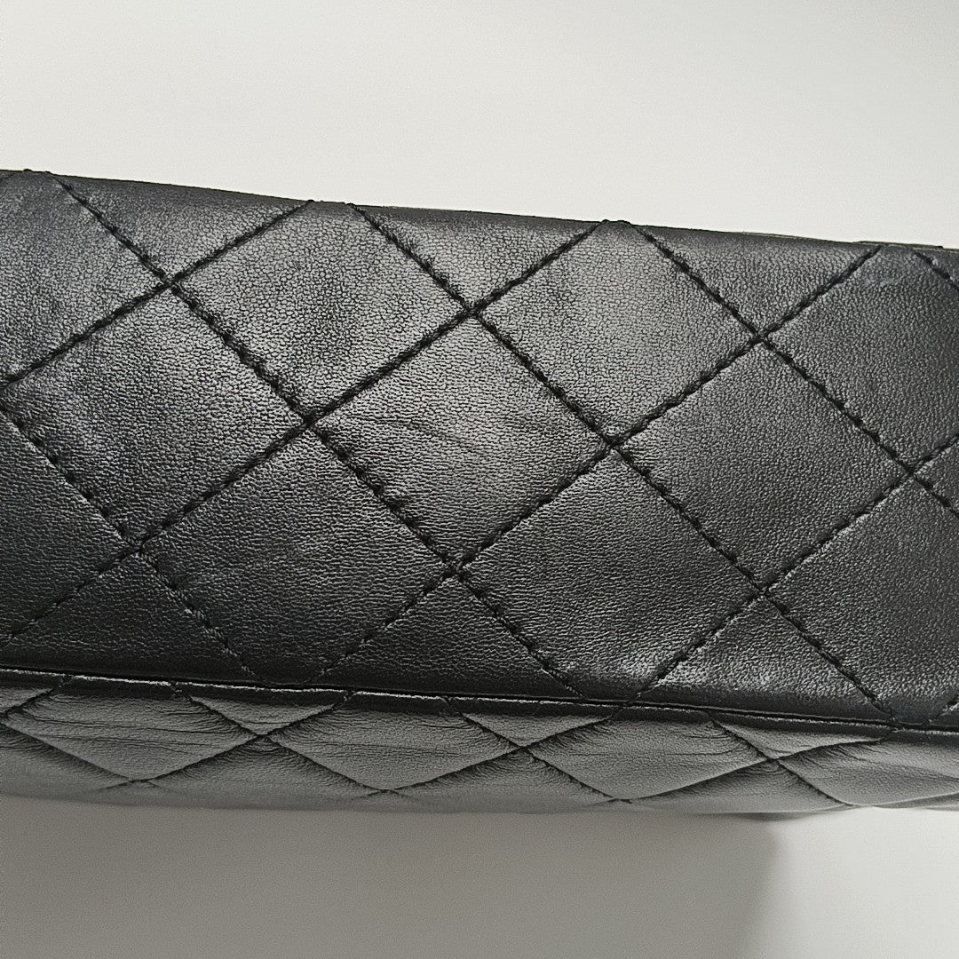 Quilted Lambskin Top Handle Bag Black