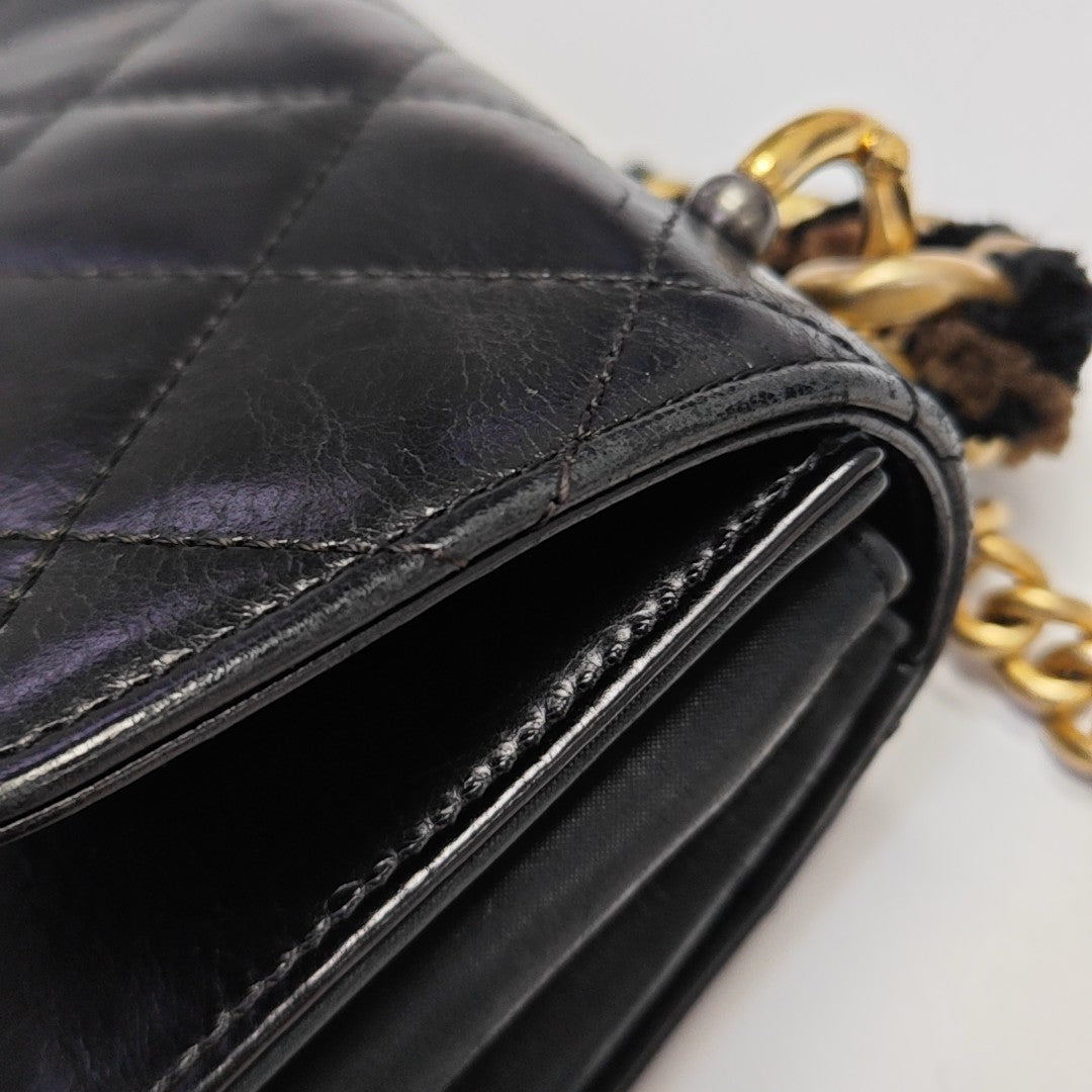 Quilted Calfskin Shoulder Bag Black