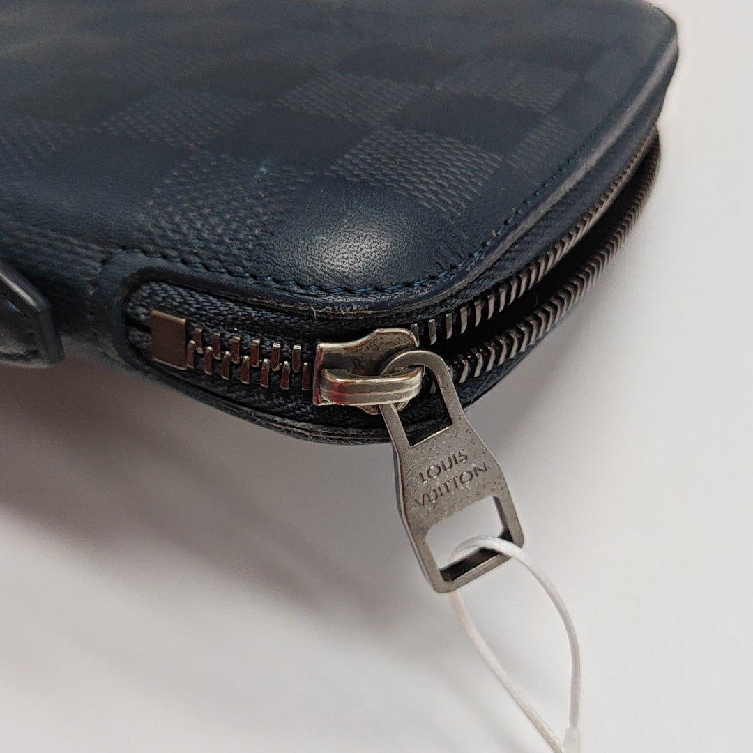 ATOLL Damier Calfskin Blue Wallet
