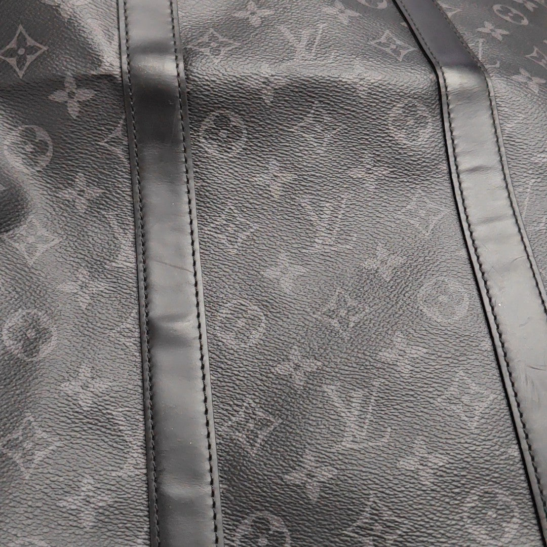 KEEPALL 55 Monogram Coated Canvas Black