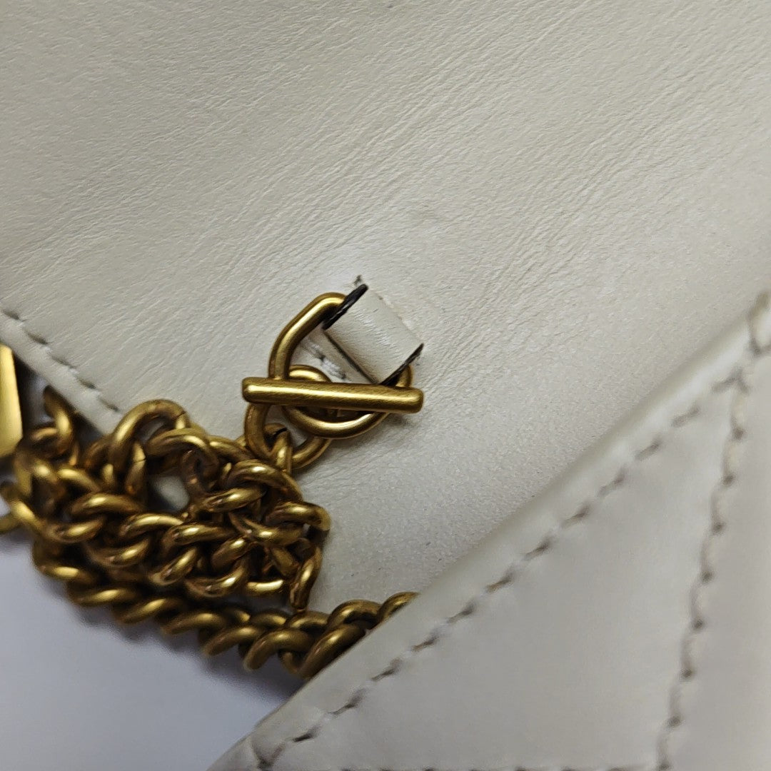GG Marmont Mini Quilted Calfskin White