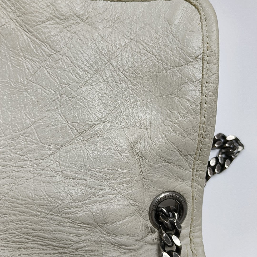 NIKI Medium Chevron Calfskin White