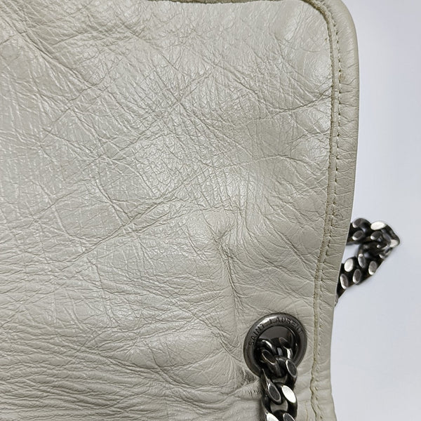 NIKI Medium Chevron Calfskin White