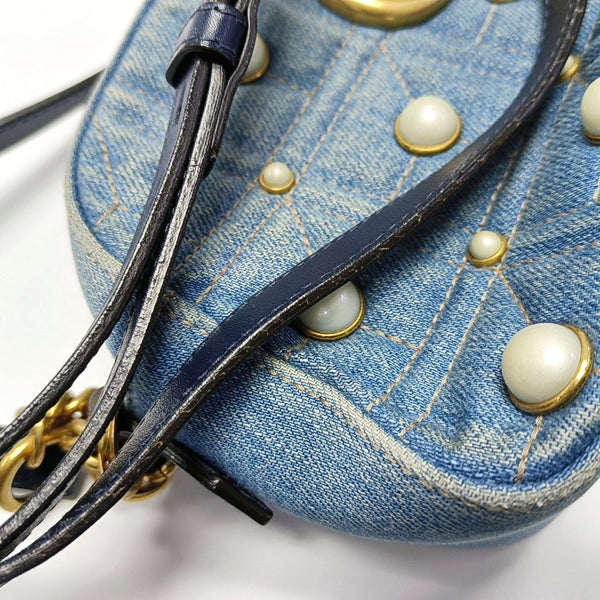 GG Marmont Small Quilted Canvas Blue
