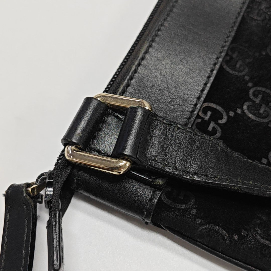 Monogram Suede Shoulder Bag Black