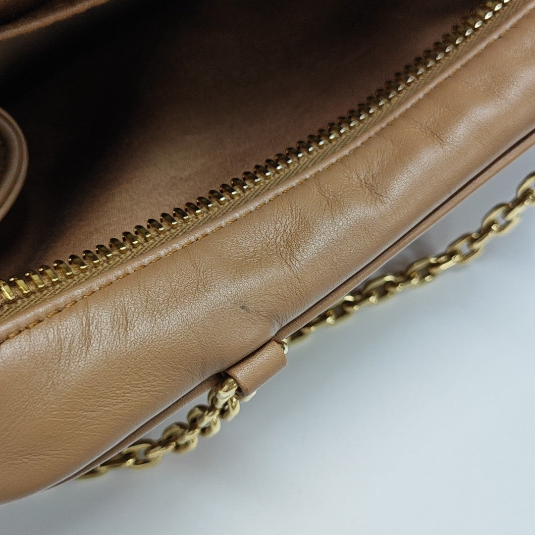 Calfskin Top Handle Bag Brown