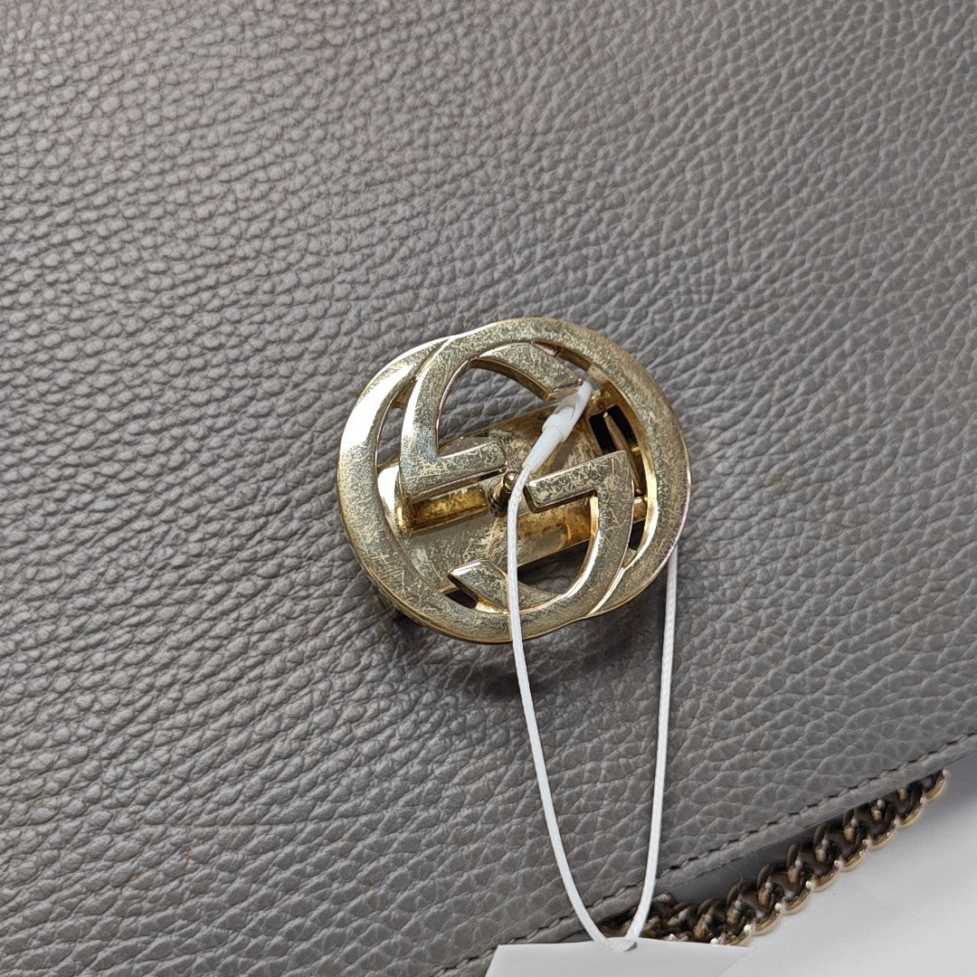 Interlocking G Large Calfskin Gray