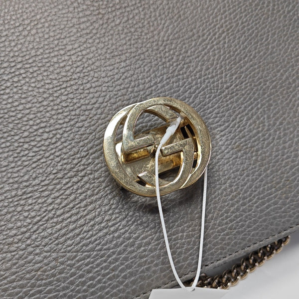 Interlocking G Large Calfskin Gray