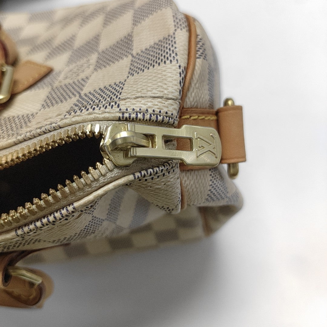SPEEDY 25 Damier Azur Coated Canvas White