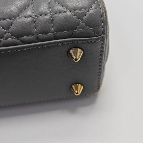 Lady Dior Small Cannage Lambskin Gray