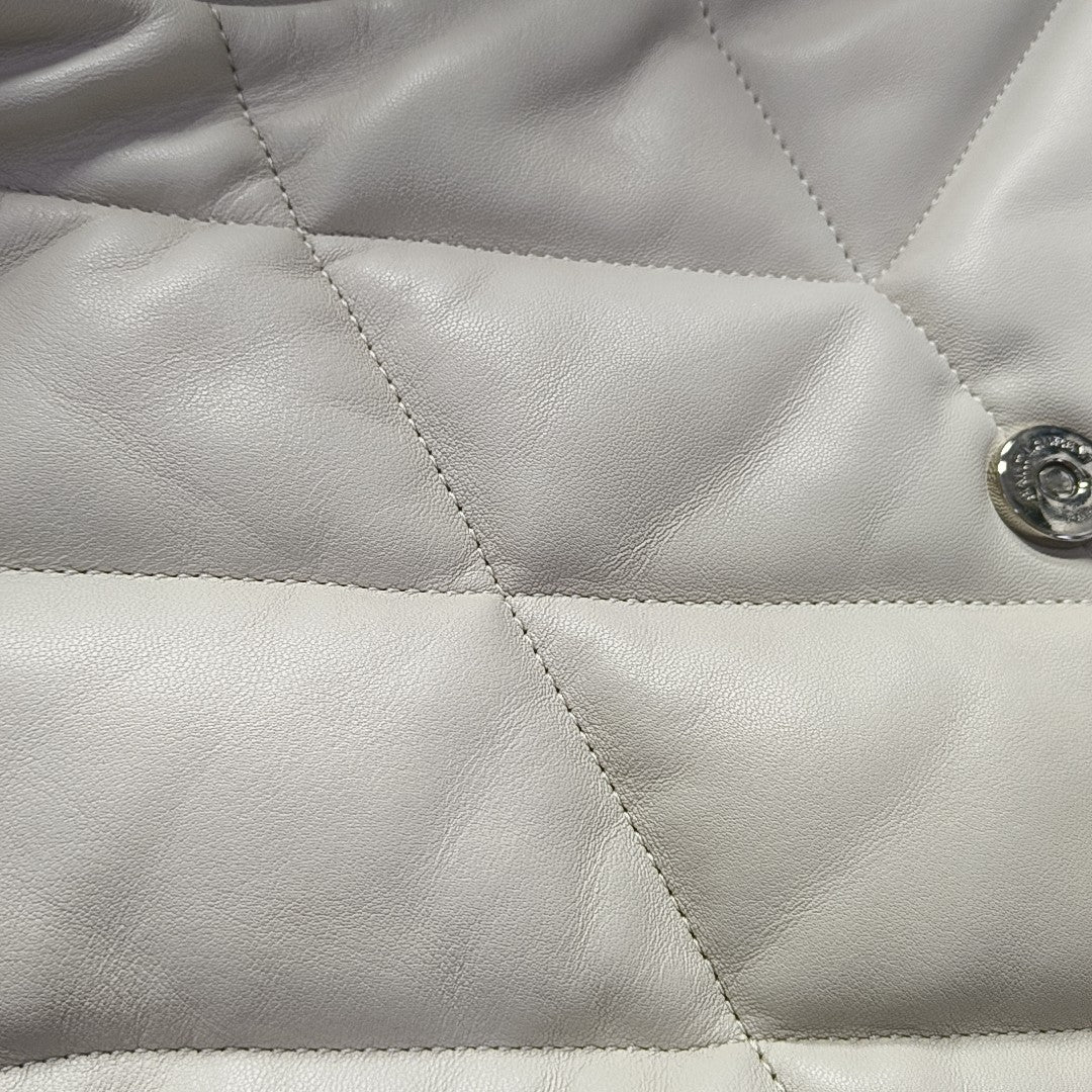 PUFFER Medium Quilted Lambskin White